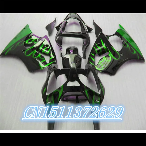 

Dor-green black fairings for KAWASAKI ZX6R 00 01 02 ZX 6R 00-02 ZX-6R 2000 2001 2002 2000-2002 ABS fairing D injection