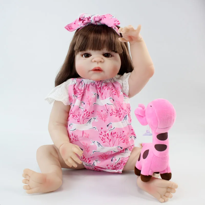 BZDOLL Lifelike 22&quot Full Body Silicone Reborn Baby Girl Doll Realistic Vinyl Newborn Babies Waterproof Bathe Toy Gifts | Игрушки и