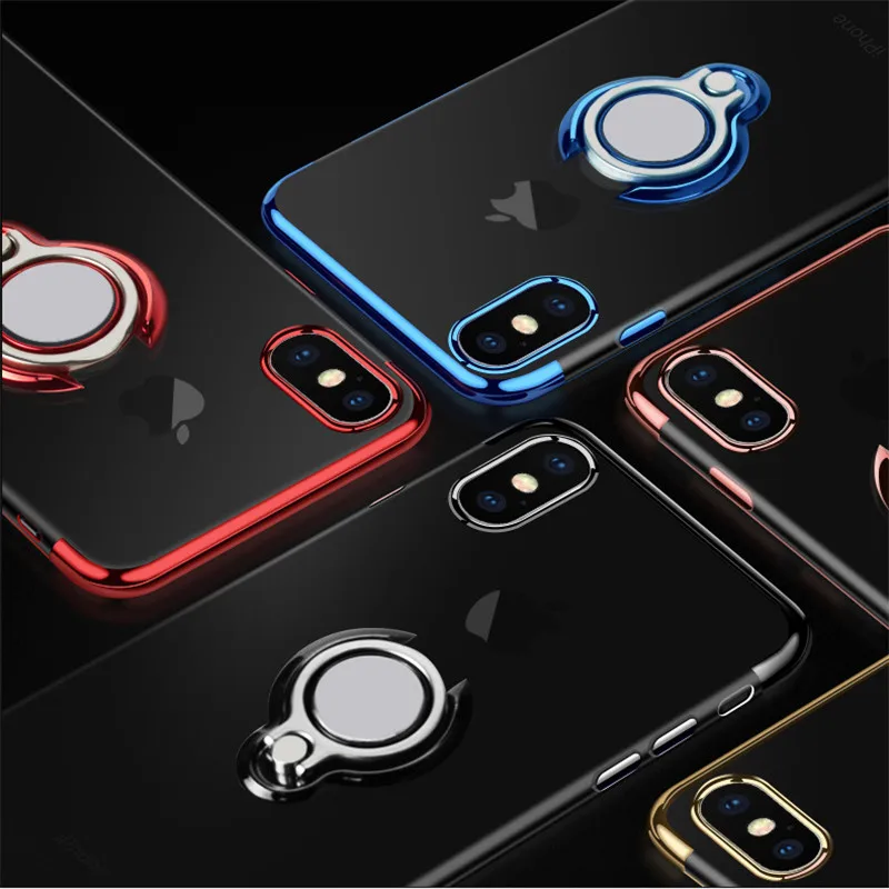 Luxury Magnetic Ring Stand Case For Iphone 6 6S 7 8 Plus Full Cover X XS MAX XR Plating Soft Tpu Phone |