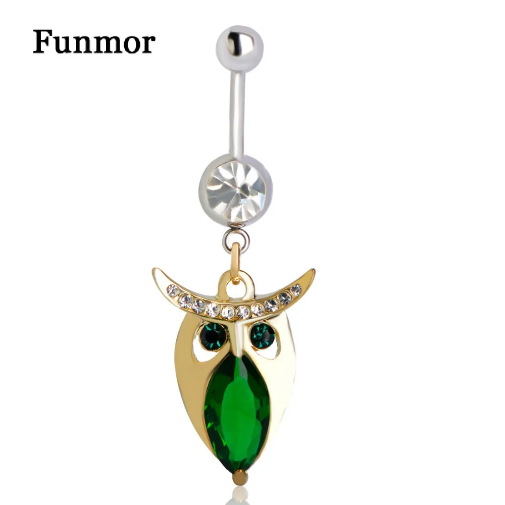 Funmor Сова пирсинг пупка Кольца для Для женщин девочек соблазнительный кулон