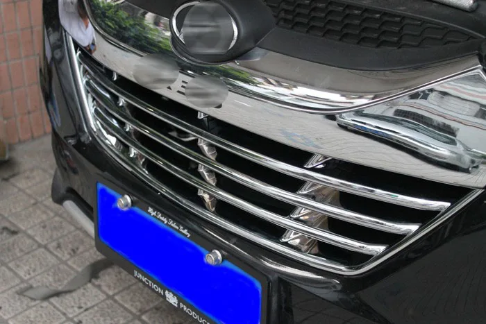Abs Хромированная передняя решетка Вокруг отделки 2 шт. для Hyundai ix35 Tucson 2010 2011|chrome front