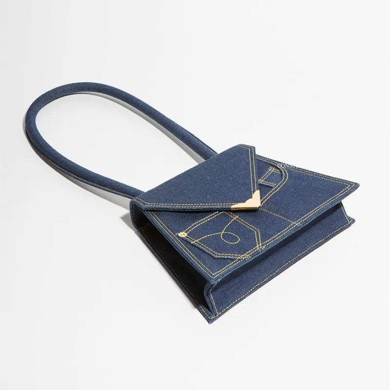Ins Popular Bloggers Same Bag 2018 Autumn Winter New Trapezoidal Square Women Denim Shoulder Trend Design Handbag | Багаж и сумки