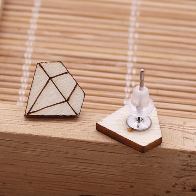 Природа деревянные серьги-гвоздики Для женщин девочек простой зонтик Корона