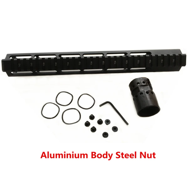 Steel Nut FIRECLUB 12 дюймов поплавок NSR KeyMod Handguard кронштейн со съемным Рельсом черный баррель гайка для AR-15 M4 M16 стальная гайка - Цвет: Steel Nut