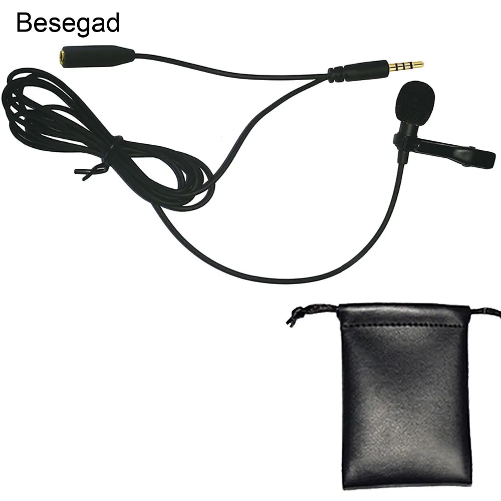 Мини петличный микрофон Besegad с креплением на лацкане Hands free для компьютера