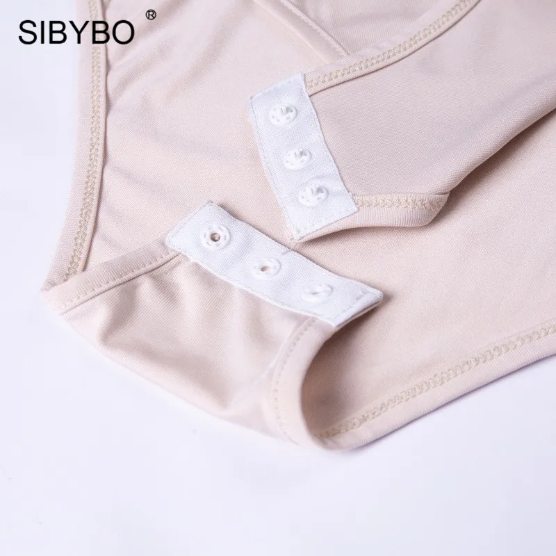 Sibybo, с открытыми плечами, хлопок, сексуальный женский комбинезон, осень, длинный рукав, Облегающий комбинезон, женские вечерние, с открытой спиной, повседневный комбинезон для женщин