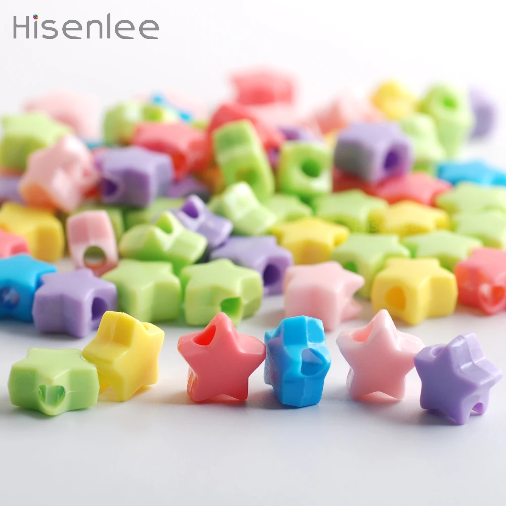 Hisenlee 50/100 шт./пакет 13 мм Красочные смешанные цвета Акриловые пятиконечная звезда браслет/детский игрушечный делая шарик
