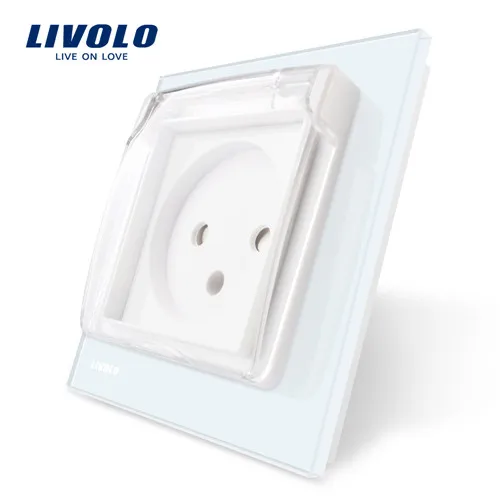 IL Socket with cover Livolo Европейская стандартная кристальная стеклянная панель, прерыватель, настенная розетка, сенсорные переключатели, электрическая розетка, водонепроницаемая крышка, свободный выбор - Цвет: IL Socket with cover