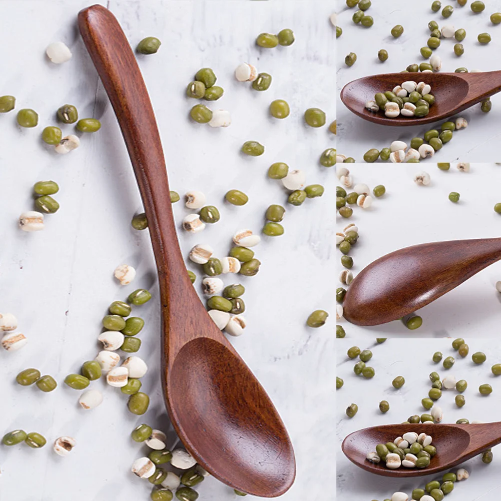 5 шт. эллипса ложка меда Кемпинг Деревянный Кофе Ресторан с длинной ручкой