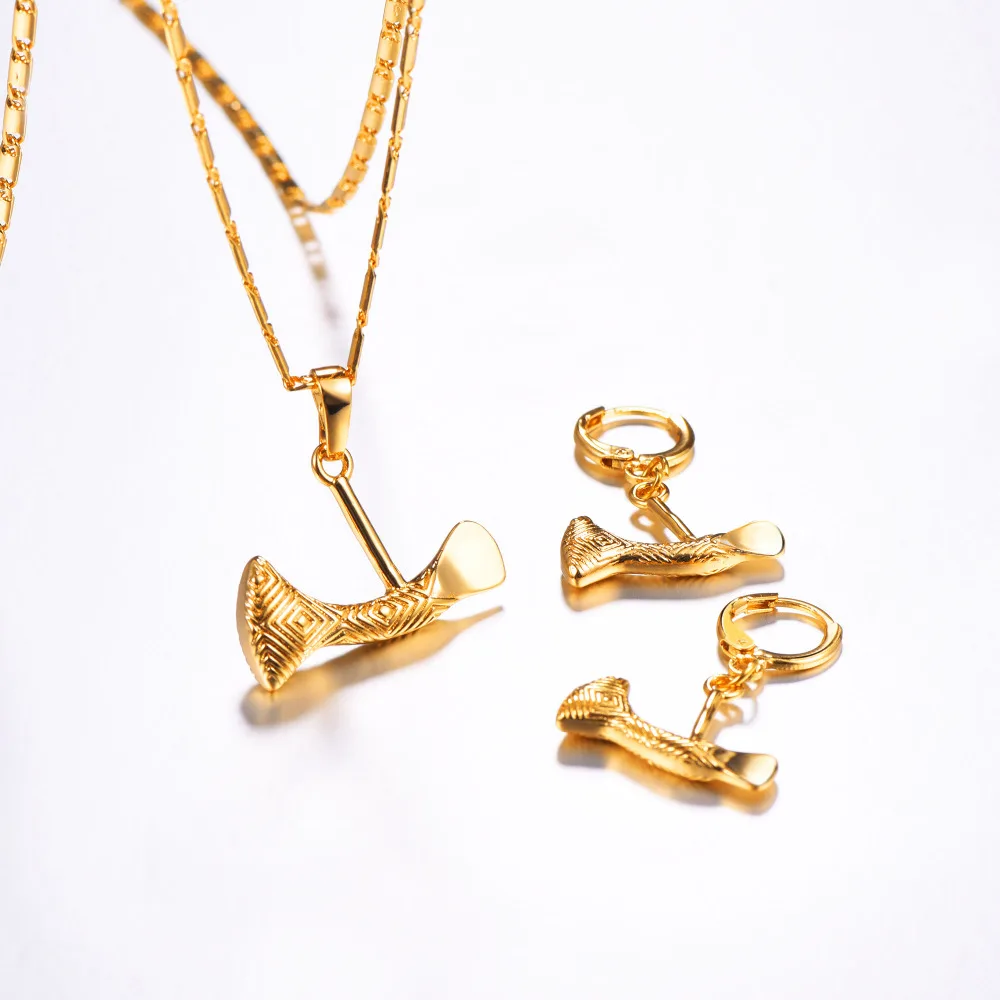 PNG комплект ювелирных изделий: камень топор подвеска ожерелья и серьги для женщин