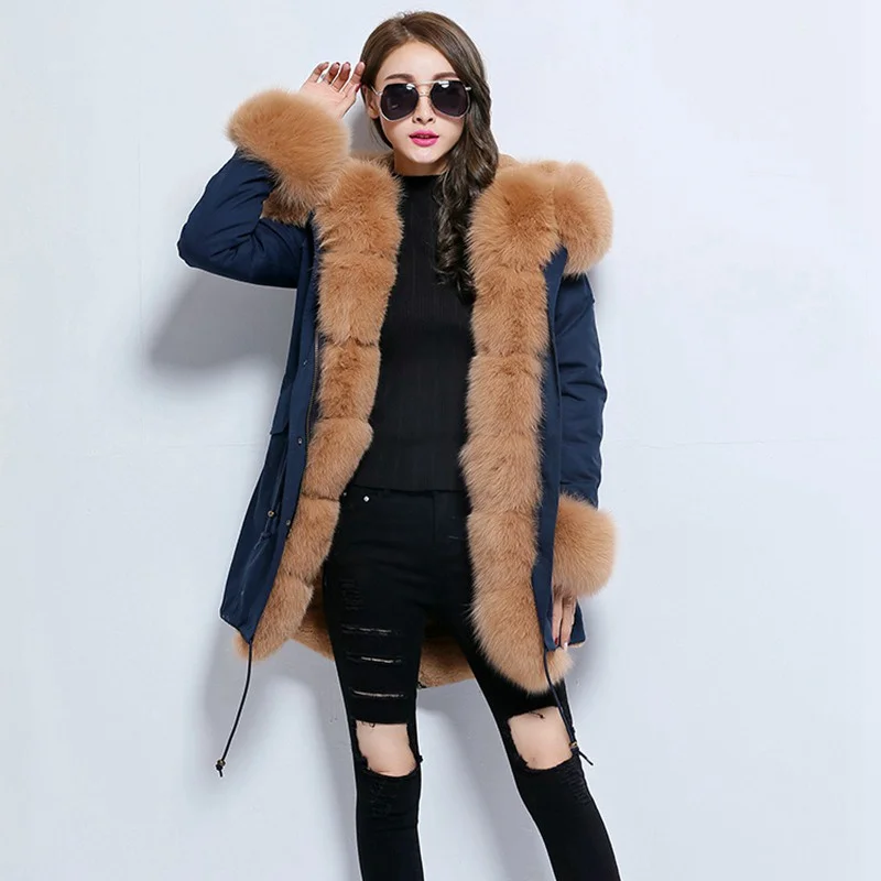 Women Winter Jacket 2017 Vintage Long Parka Coat Fur Jackets Real Fox Collar Fashion Russian Style Hooded Coats Thick Parkas | Женская