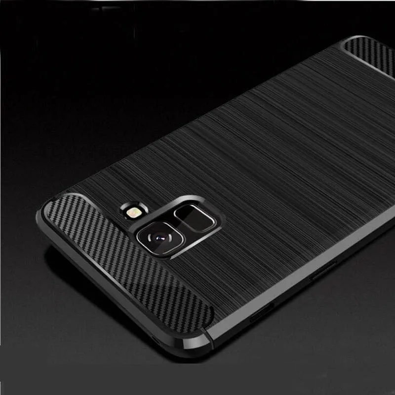 Phone Case for Samsung Galaxy A8 Plus 2018 Carbon Fiber Soft TPU Silicone Brushed Anti-knock Back Cover | Мобильные телефоны и