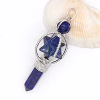 100 unique attractive design silver plated hexagon column merkaba pendant sceptre lapis lazuli jewelry