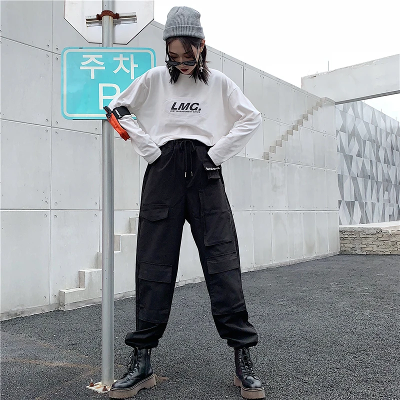 Harajuku Новая корейская мода женская одежда уличная ulzzang индивидуальные карманы с