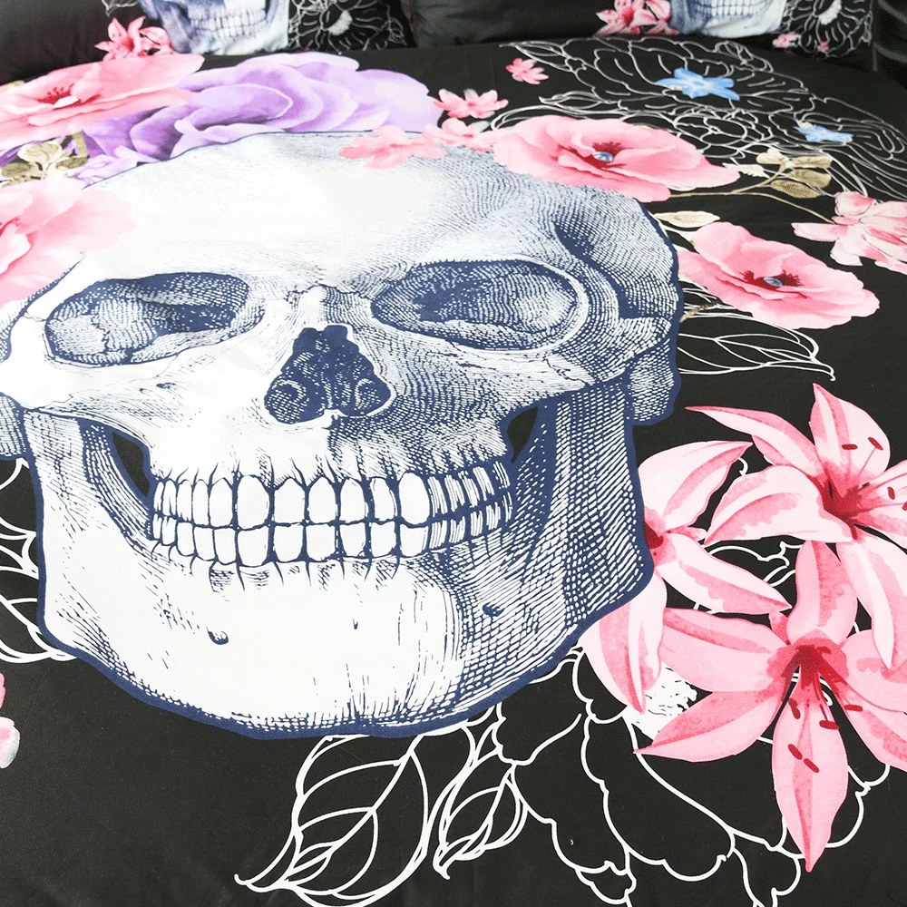 Постельное белье Outlet Sugar Skull пододеяльник белый и черный цветочный 1 шт. цветы