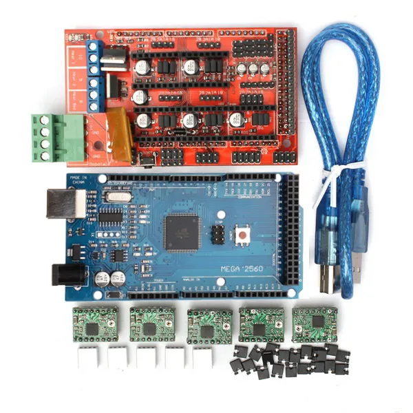 RAMPS 1 4 Плата контроллера + плата MEGA2560 R3 Драйвер A4988 с теплоотводом комплект для