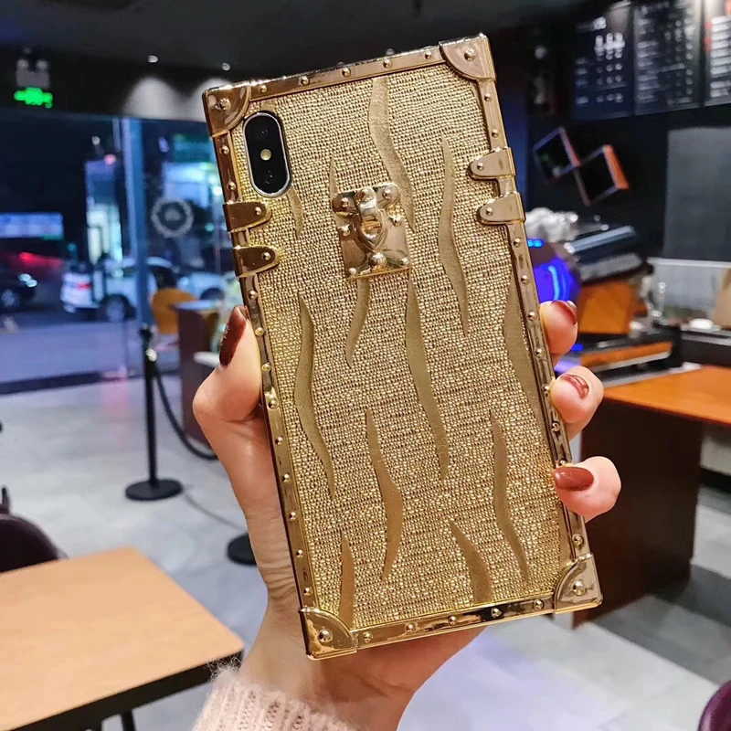 Роскошный брендовый квадратный Платиновый золотой чехол для телефона Samsung Galaxy S8