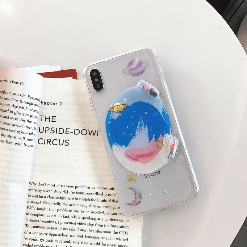 Чехол для телефона GlamPhoneCase 3D Character Planet iPhone XS Max XR X 8plus 8 7plus 7 6 S/6 Plus Блестящий Мягкий