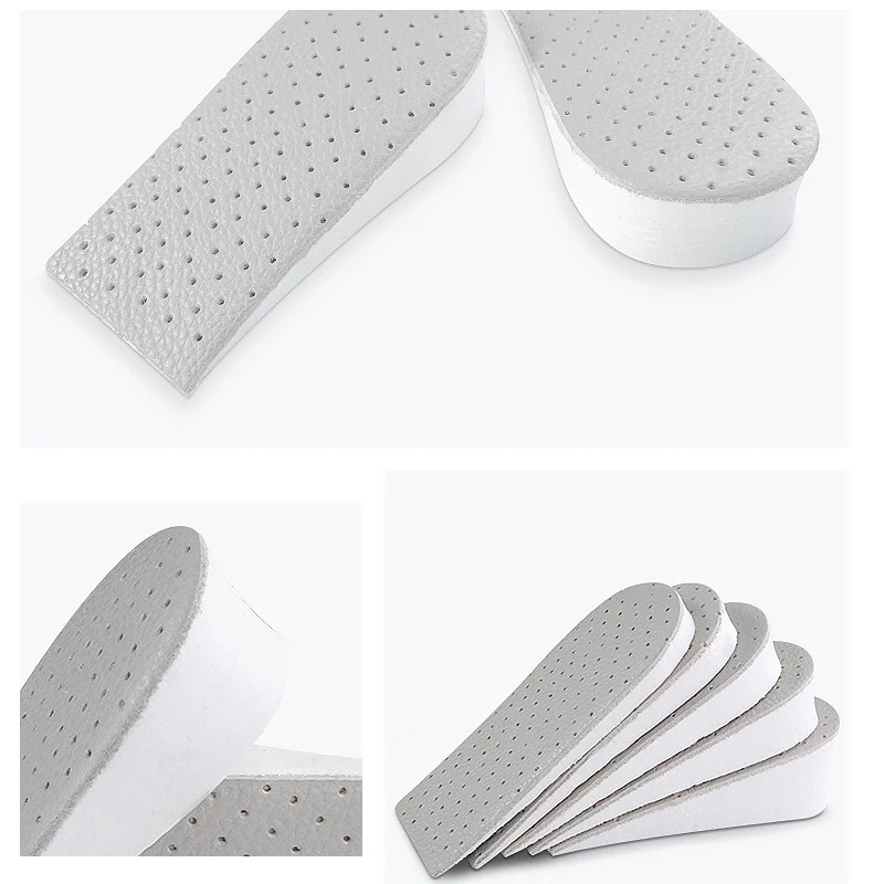 Half Height Increase Elevator Shoes Insoles for Men up 15 to 40 mm Pigskin Insole Inserts foot care pads  Leather material