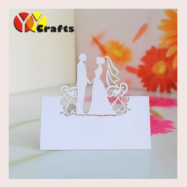 Красивая бумага с лазерной резкой белый дизайн для невесты жениха настольная