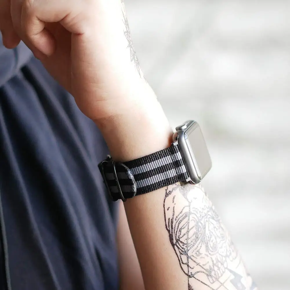 Aniyoh ремешок для часов Apple Watch Band 42 мм 44 нейлоновые НАТО спортивных 38 40 ремешки iwatch