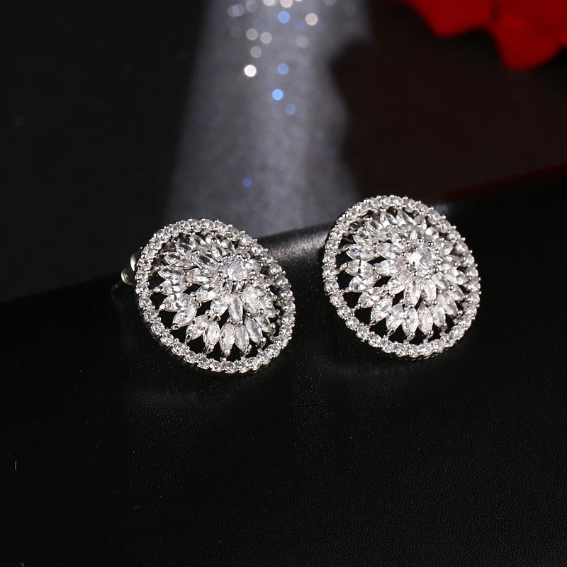 Женские серьги гвоздики серебряного цвета с фианитом|earrings jewelry|colorful stud earingsstud