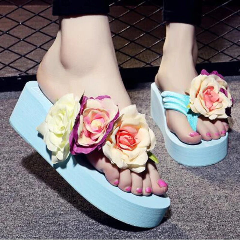 Женские тапочки в стиле бохо повседневные Вьетнамки с тремя цветами пляжная