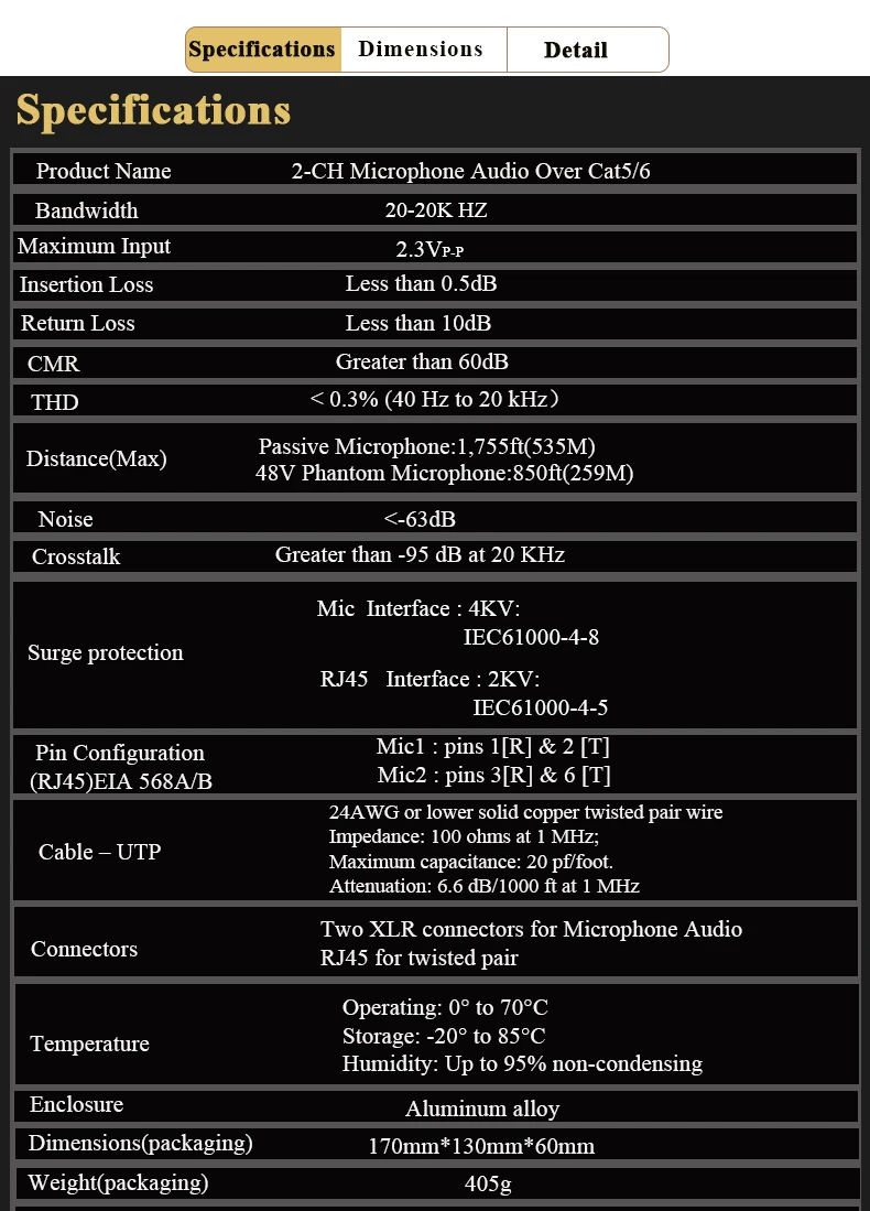 Cat5 микрофон адаптер 2-CH микрофон для RJ45 конвертер Phantom Мощность микрофон более Cat5/6 кабель удлинитель для головок микрофон трубки