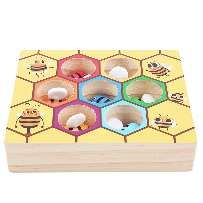 Children Clip Beehive Games Intelligence Color Cognition Toys Small Bee Toy Kids Montessori Early Educational Wooden | Игрушки и хобби