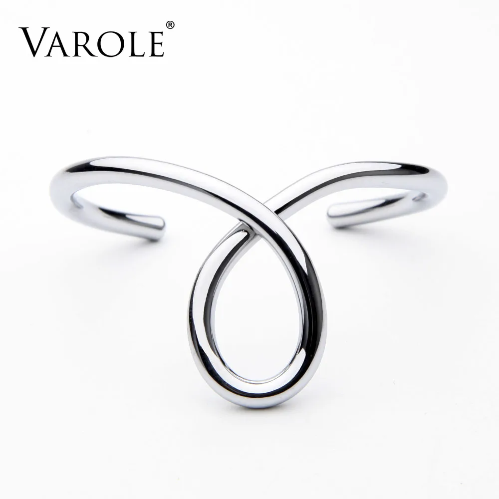 Silver Color VAROLE простые линии Преувеличенные Браслеты и браслеты для Женский Браслет-манжета золото/серебро Цвета Noeud нарукавная повязка Pulseiras - Окраска металла: Silver Color