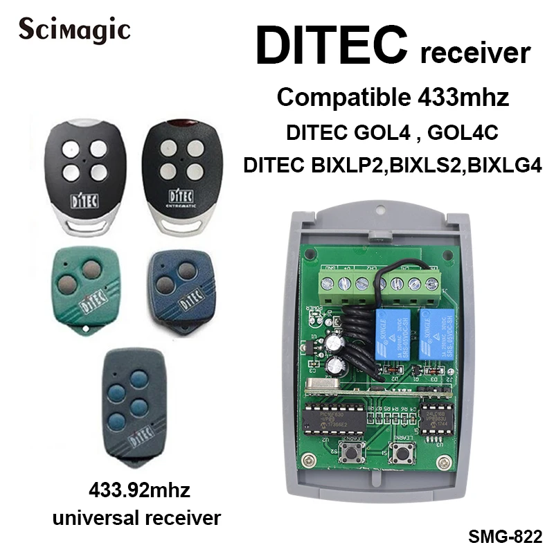 

Приемник DITEC 433,92 МГц для GOL4, GOL4C, BIXLP2, BIXLS2, BIXLG4 с непрерывным кодом и фиксированным кодом, пульт дистанционного управления, гаражный приемник ...