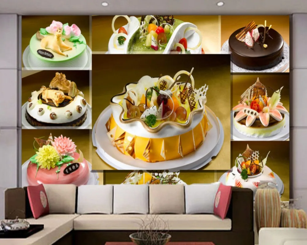 Бесплатная доставка 3D фотообои кухня на заказ Ресторан торт магазин росписи