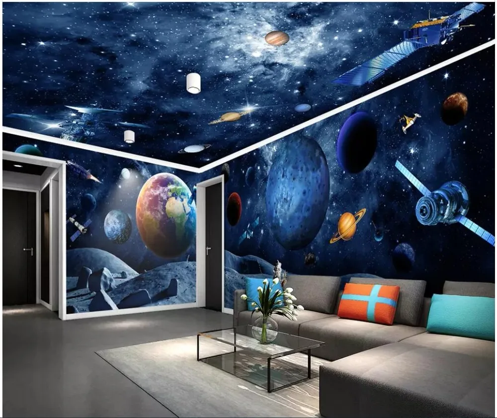 3d обои на заказ фото Вселенная Галактика земля астронавт весь дом фон домашний
