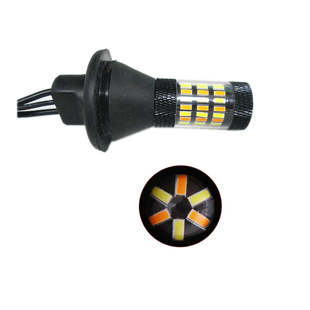 2 комплекта (4 шт.) 1156 P21W BA15S BAU15S 4014 60 SMD Canbus янтарные/белые светодиодный ные лампы