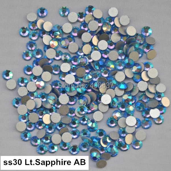 

Free Shipping! 288pcs/Lot, ss30 (6.3-6.5mm) Light Sapphire AB Flat Back Nail Art Non Hotfix Rhinestones