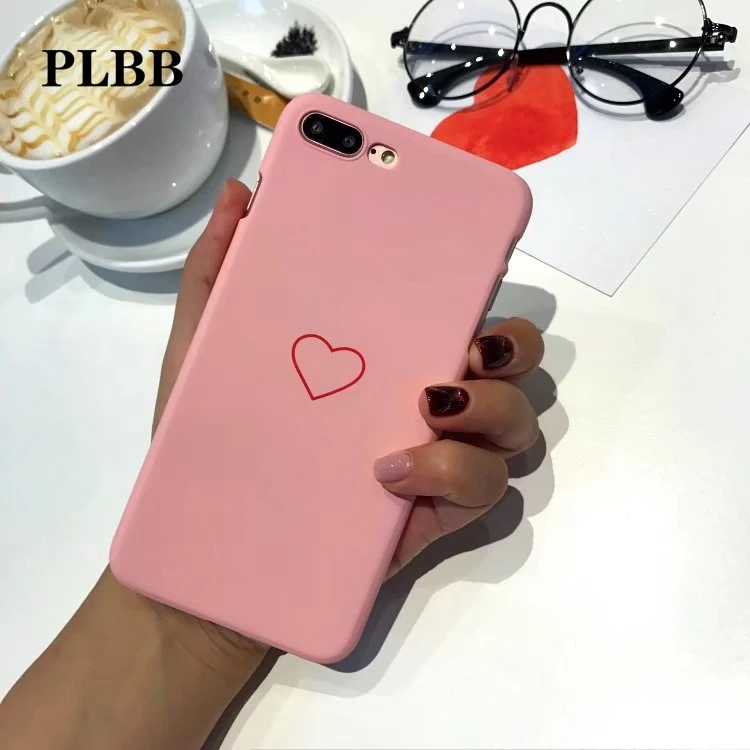 Роскошный чехол PLBB с сердечками для iPhone 7 8 6 6s Plus модный Матовый Жесткий из