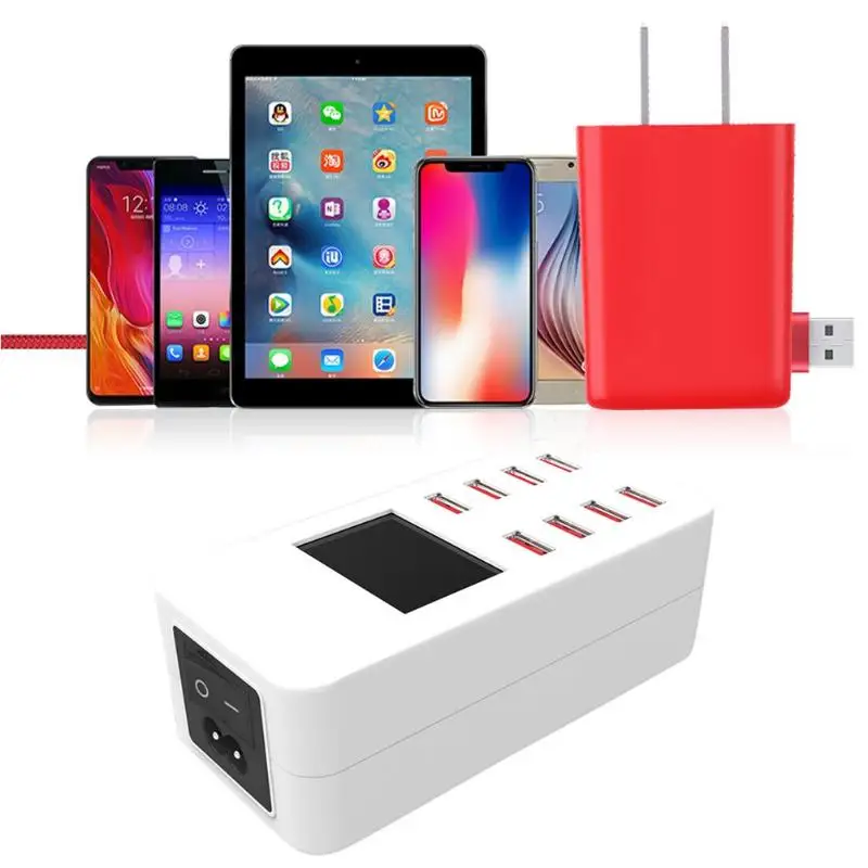 Портативный 8 портов Смарт USB зарядное устройство с ЖК-дисплеем мобильный телефон
