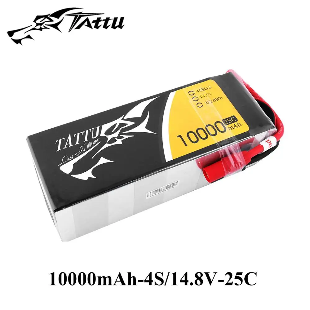 Литий-полимерный аккумулятор tattu 4S 10000mAh Lipo 14,8 V 25C БПЛА батарея для квадрокоптера рамка FPV Дрон заряжаемая батарея