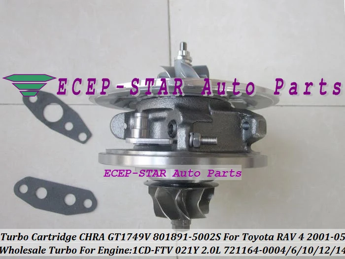 Турбокартридж CHRA GT1749V 721164 801891 -5002S 17201-27040 Турбокомпрессор для TOYOTA RAV4 D4D Avensis Picnic Previa