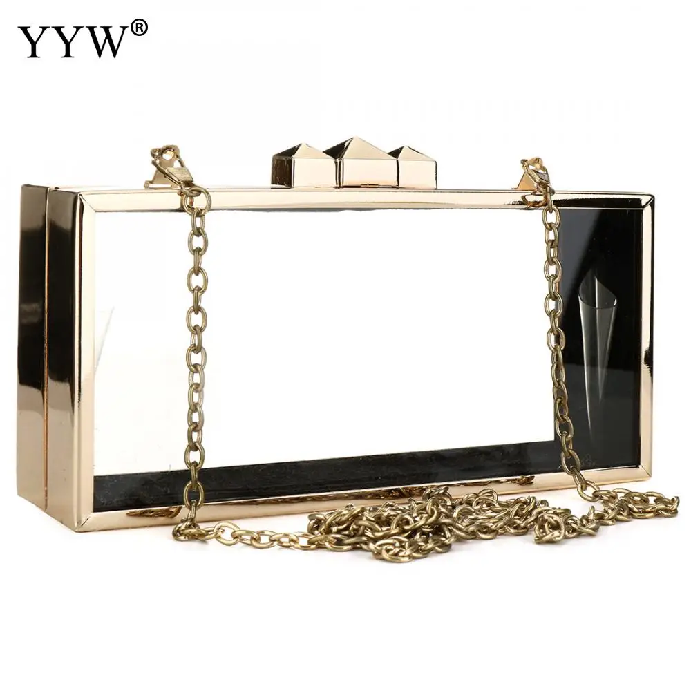 Прозрачные женские сумки на плечо с твердой поверхностью кошелек золотые