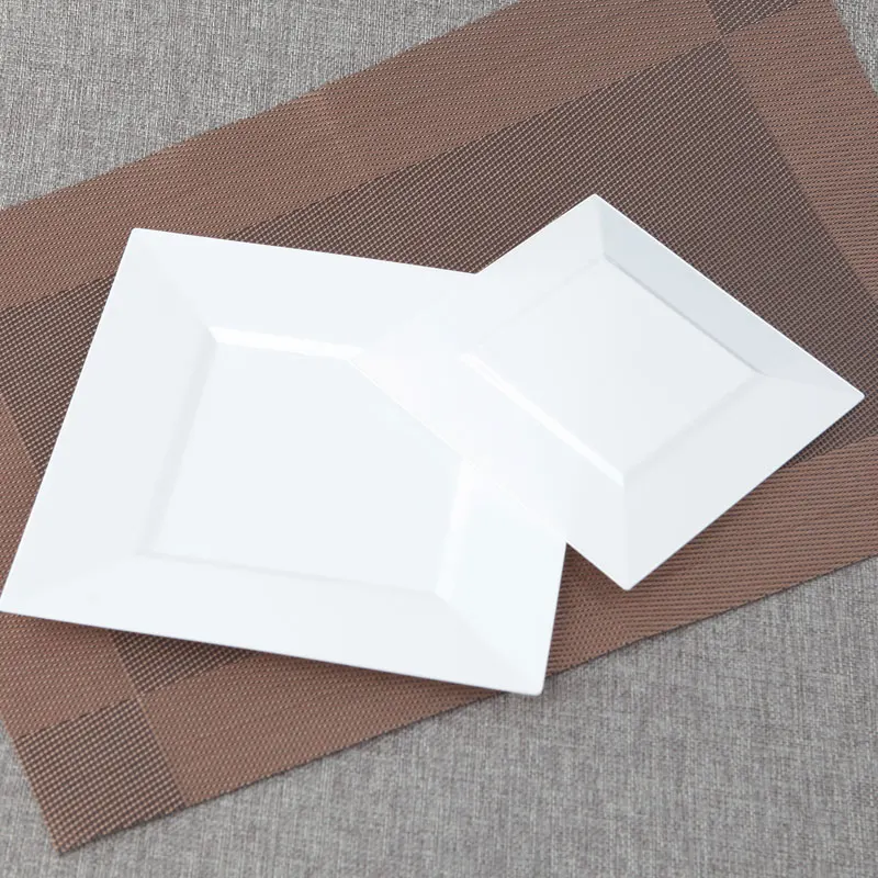 6 одноразовых западных тарелок для еды белые квадратные европейские зернистые