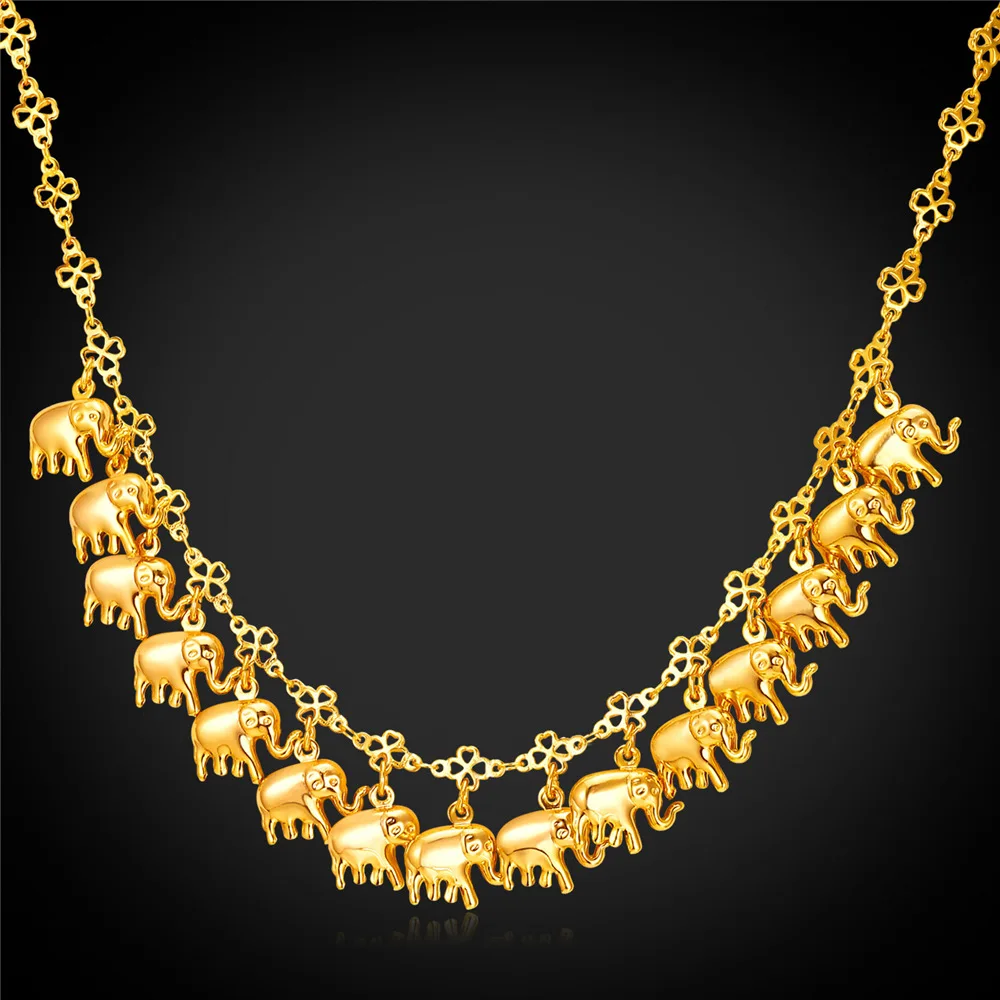 

Африканские ювелирные изделия, Очаровательное ожерелье, слон, полый, удачный клевер, желтый, Золотой/Серебряный цвет, африканские ювелирные...