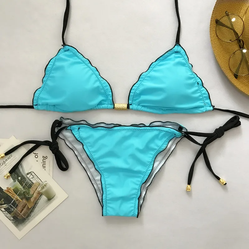 CEODOGG Bandage Bikini PureSwimsuit Sexy Swimwear Women 2018 Halter Girl Set Bathing Suit Beach Wear Monokini |