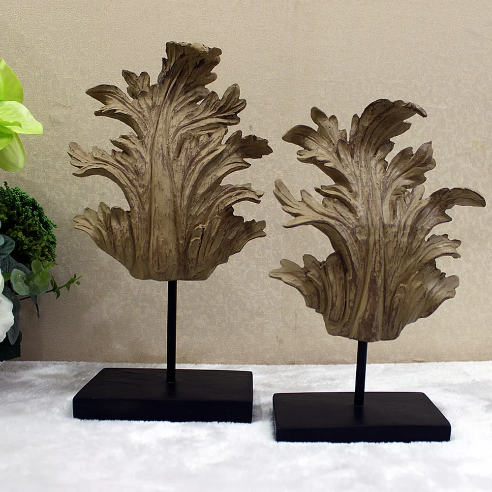 

1 pair American Classical European Creative Resin Living Room Genuine TV Cabinet Furniture Accessories Sample Room Leaf LU712432