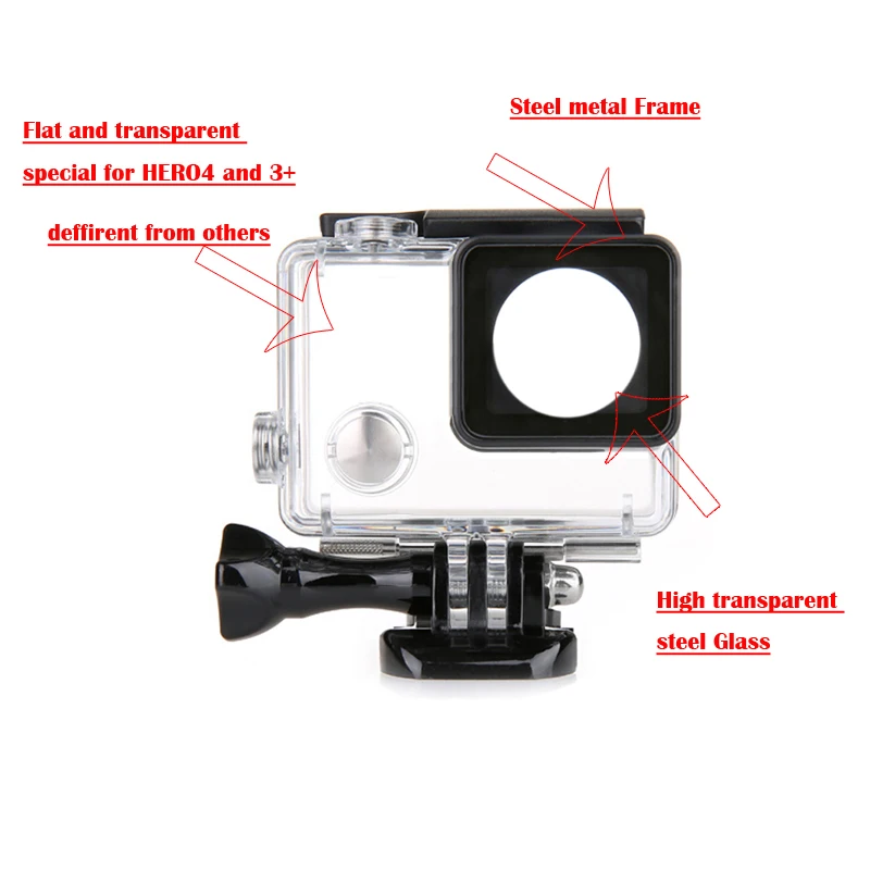 Go Pro Hero 4 Underwater Waterproof Housing Case Replacement + hero4 camera cover caps for GoPro and 3+ plus | Электроника