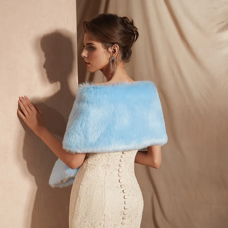 JaneVini High Quality Winter Bridal Faux Fur Shawl and Wrap Wedding Cape for Evening Party Coat Cloak Women Accessories | Свадьбы и