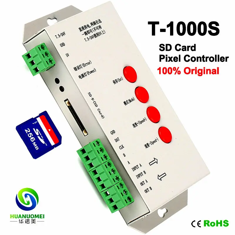T 1000S SD карты светодиодный контроллер пикселей DC5 24V Выход сигнала SPI Макс 2048