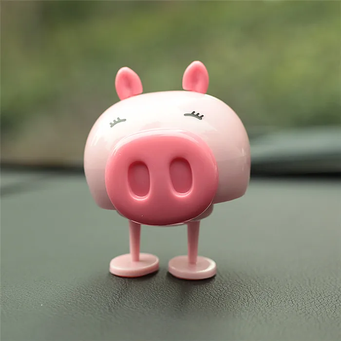 Pink Pig Милые украшения, кивающий медведь, Автомобильные украшения, автомобильная приборная панель, качающаяся голова, кошка, кукла, танцевальные игрушки, аксессуары - Название цвета: Pink Pig