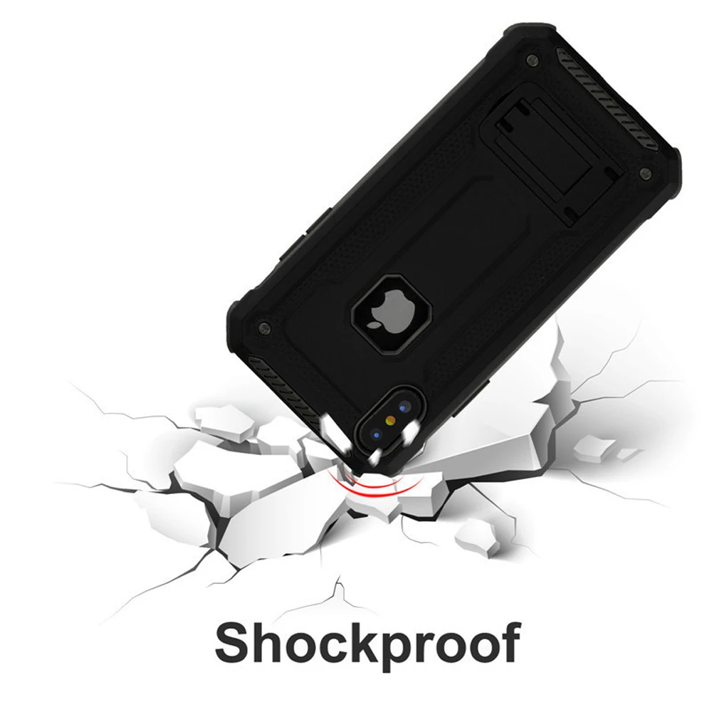 Eqvvol Luxury Armor Shockproof Phone Case For iPhone XR XS MAX X 8 7 6 6s Plus Cases Anti-knock Bracket Stand Cover Matte Coque |