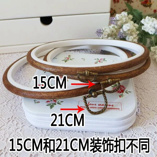 Деревянная цветная пластиковая рамка кольцо с вышивкой круглая петля для фото 1